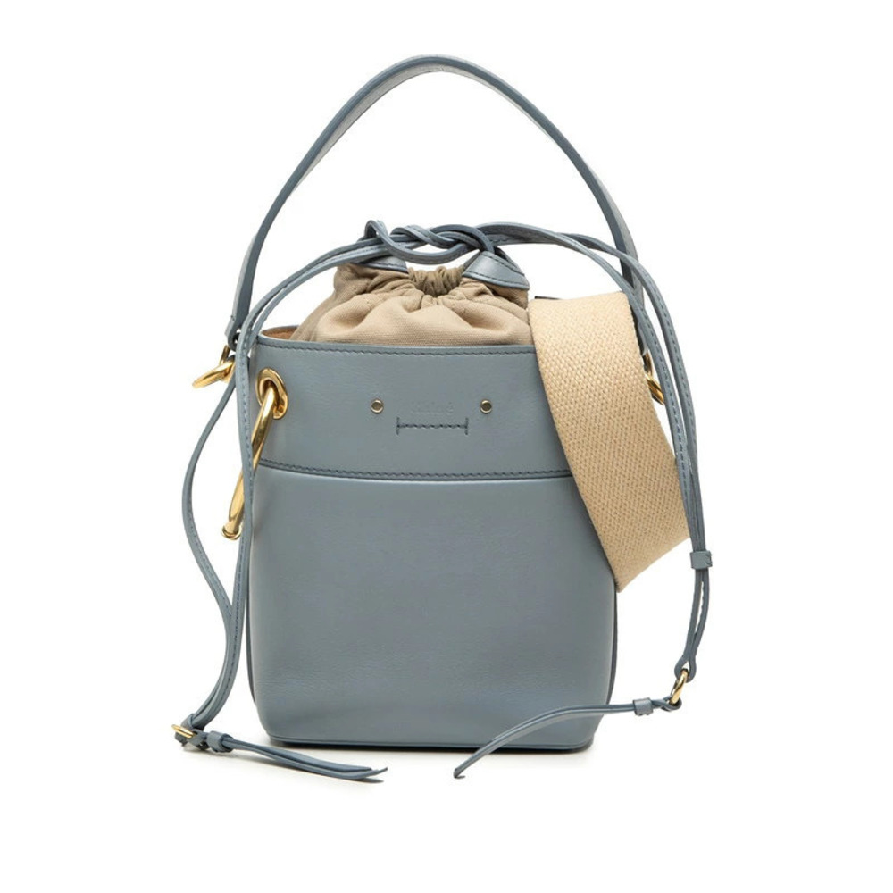 Chloe Roy Bucket Bag Handbag Shoulder Blue Leather